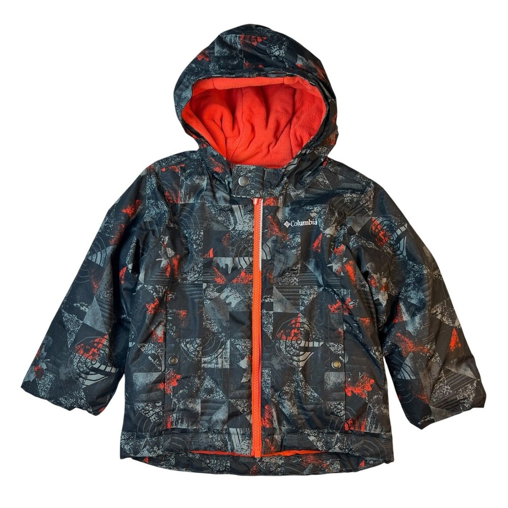 Columbia Unisex Toddler Insulated Hooded Puffer Winter Coat  4T  Gray & Orange